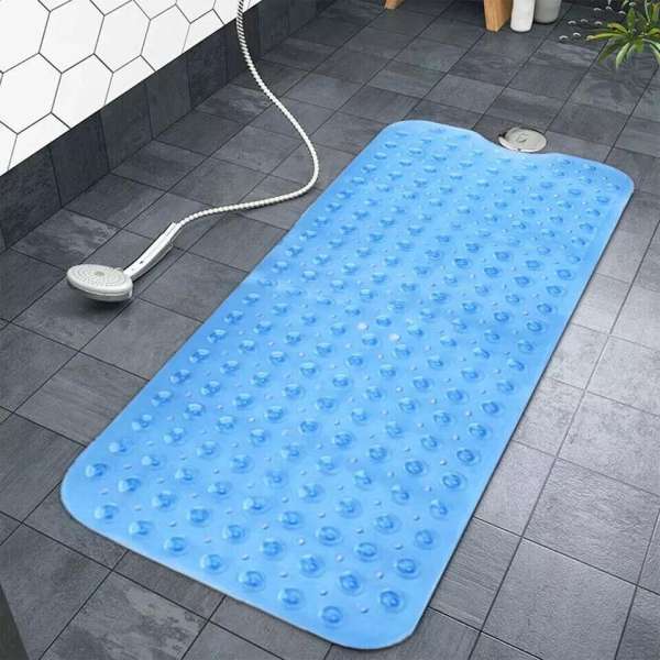 Non Slip Shower Mat Strong Suction Anti-Mold Rubber Mat 40x100cm - Blue - Image 4
