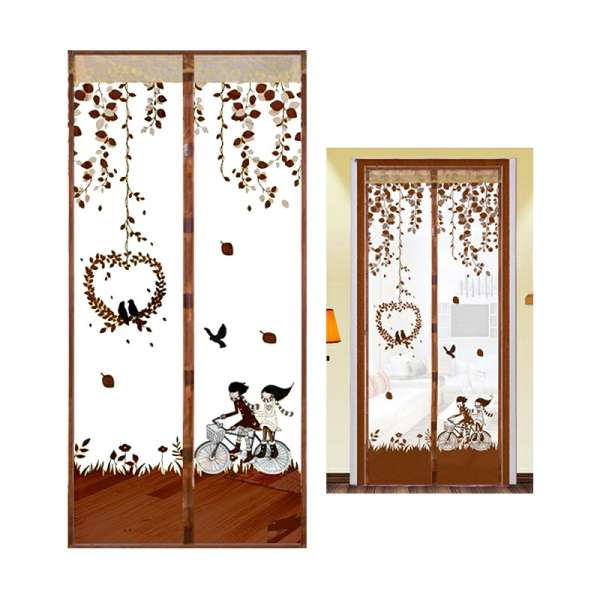 Magic Door Curtain Mesh Magnetic Fastening Hands Free Insect Fly Screen - Coffee Bicycle - Image 11