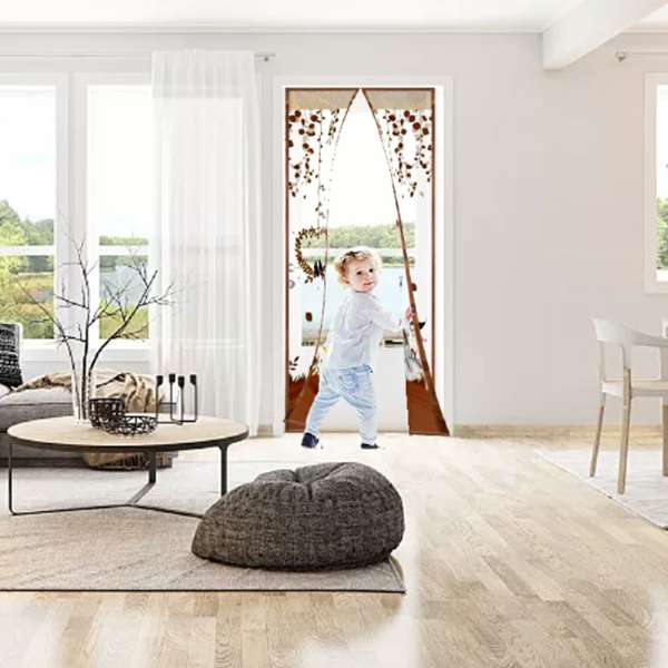 Magic Door Curtain Mesh Magnetic Fastening Hands Free Insect Fly Screen - Coffee Bicycle - Image 9
