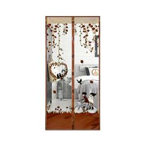 Magic Door Curtain Mesh Magnetic Fastening Hands Free Insect Fly Screen - Coffee Bicycle