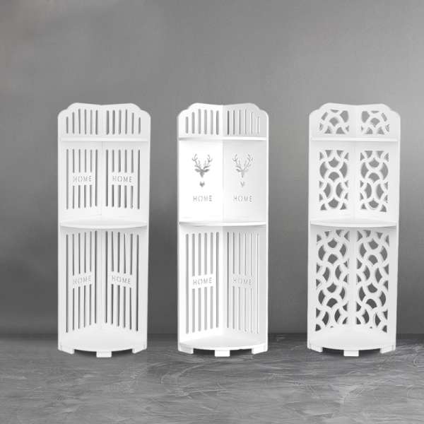 3 Tier Corner Bath Shelf Unit Organiser Stand Showers Caddy Storage Rack - Water Cube Pattern - Image 4
