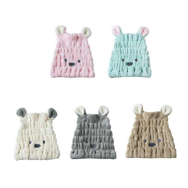 Cute Rabbit Quick Dry Hair Turban Hair Drying Towel Wrap Turban Head Hat - Green - Image 2