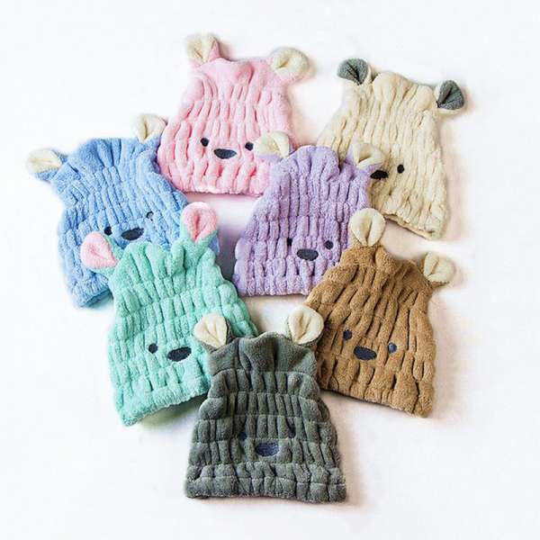 Cute Rabbit Quick Dry Hair Turban Hair Drying Towel Wrap Turban Head Hat - Green - Image 4