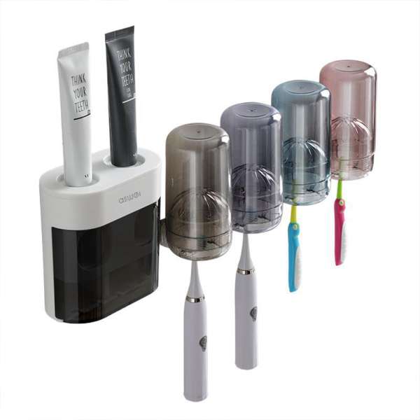 Wall-mounted Toothbrush Holder Double Toothpaste Dispenser with Wall Sticker - Image 14