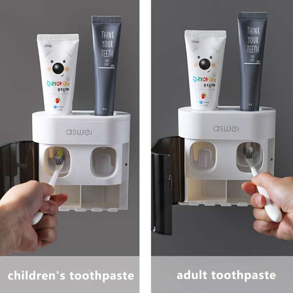 Wall-mounted Toothbrush Holder Double Toothpaste Dispenser with Wall Sticker - Image 9
