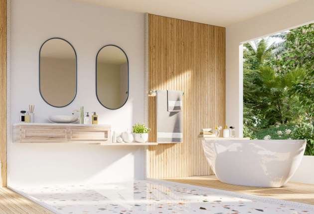 Modern Bathroom interior design on white wall. Modern Bathroom interior design on white wall,3d rendering